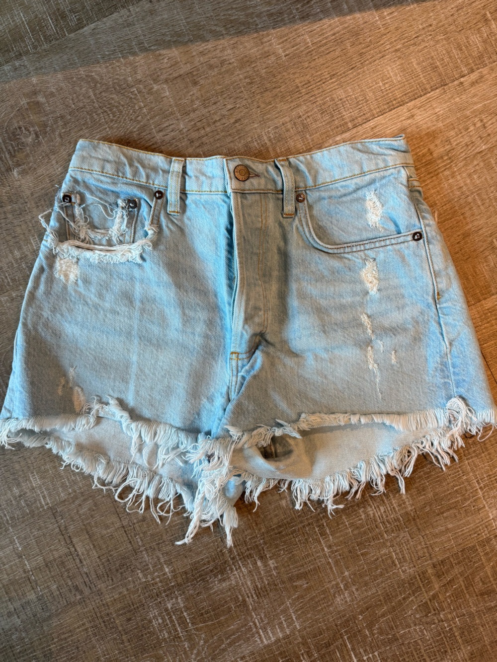 Boyish Pale Blue Distressed Denim Cutoff Shorts